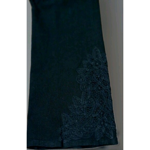 Y2K Lauren Jeans Co Ralph Lauren Black Bootcut Jeans 16 Embroidered Floral - Picture 5 of 12